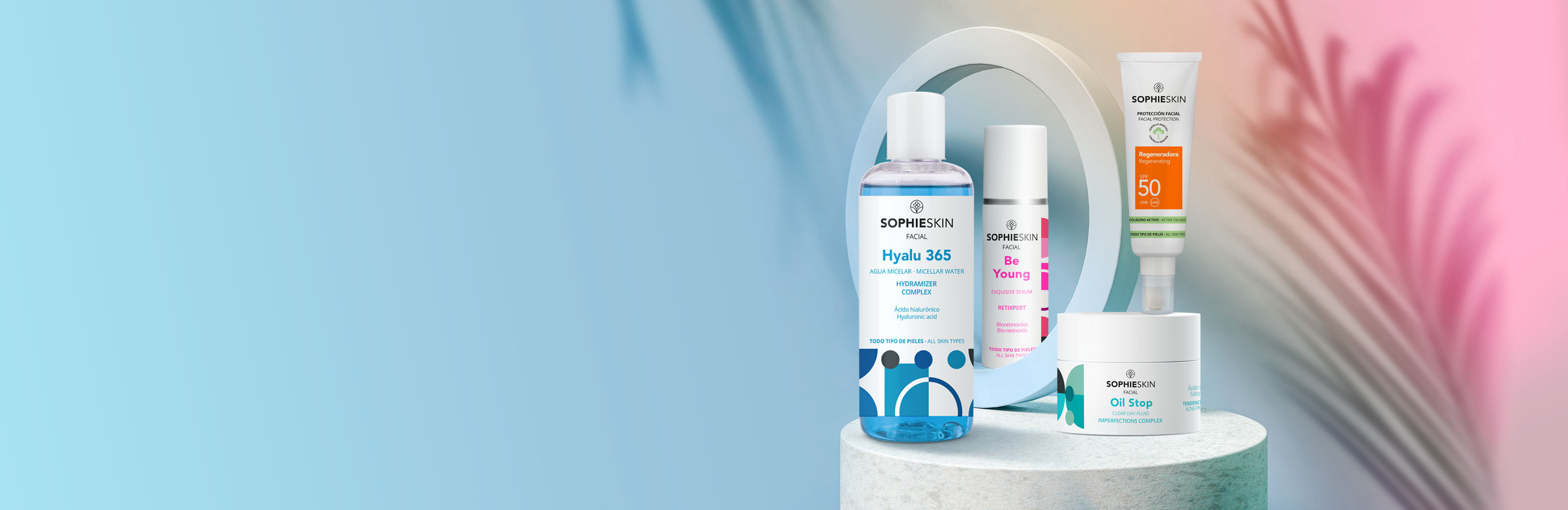 Main banner image with different Sophieskin products