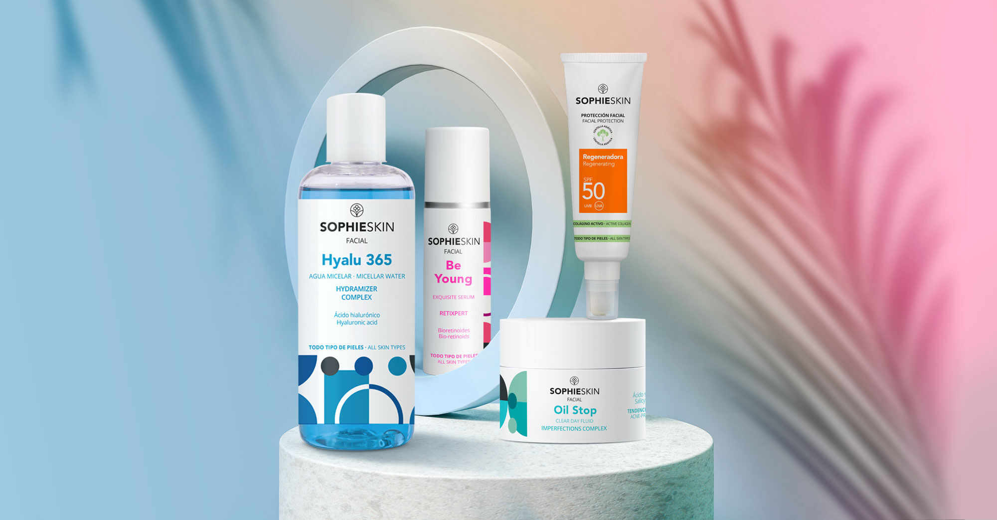 Main banner image with different Sophieskin products