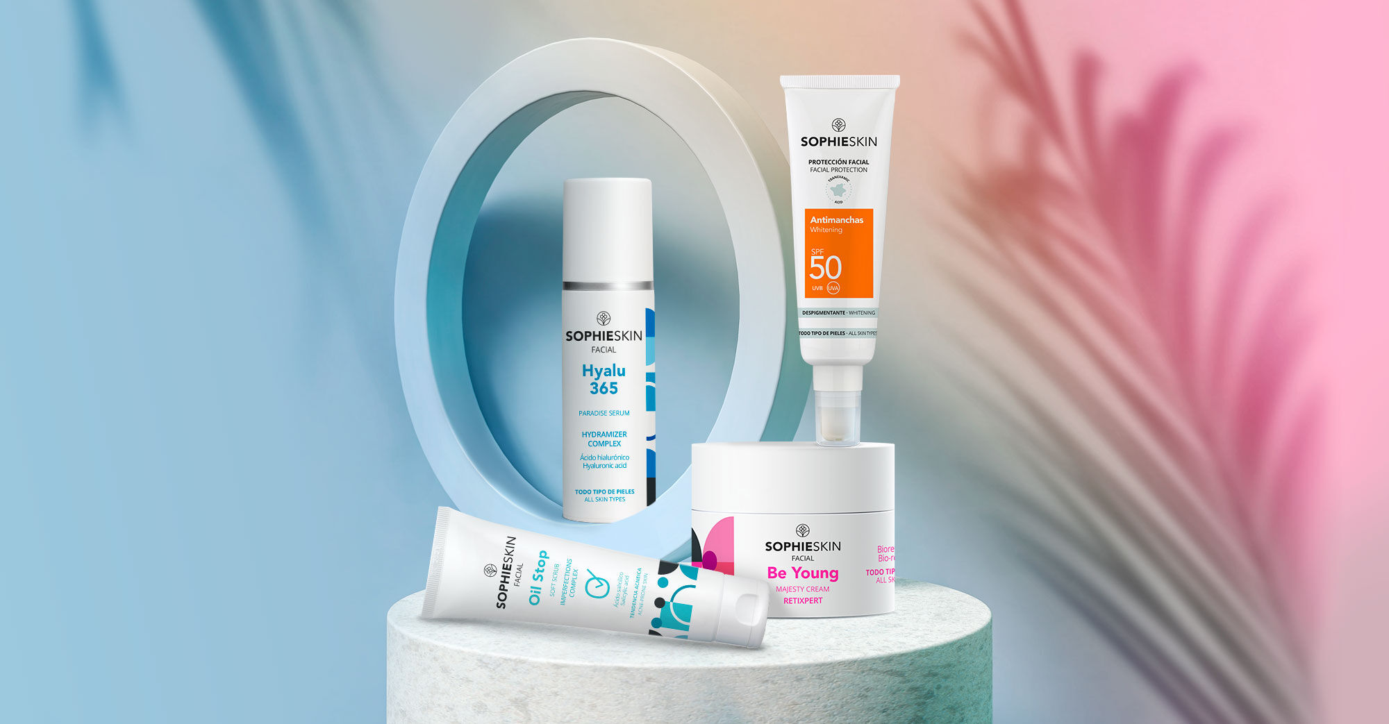 Main banner image with different Sophieskin products